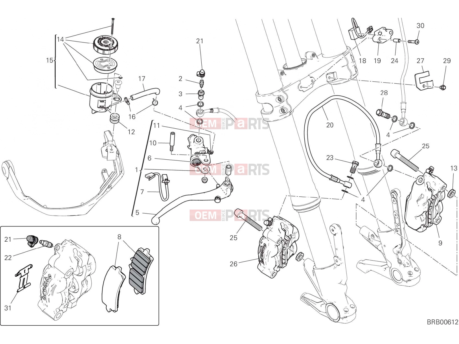 DUCATI 2018 Multistrada 1260 S FRONT BRAKE SYSTEM [MOD:MS1260S]