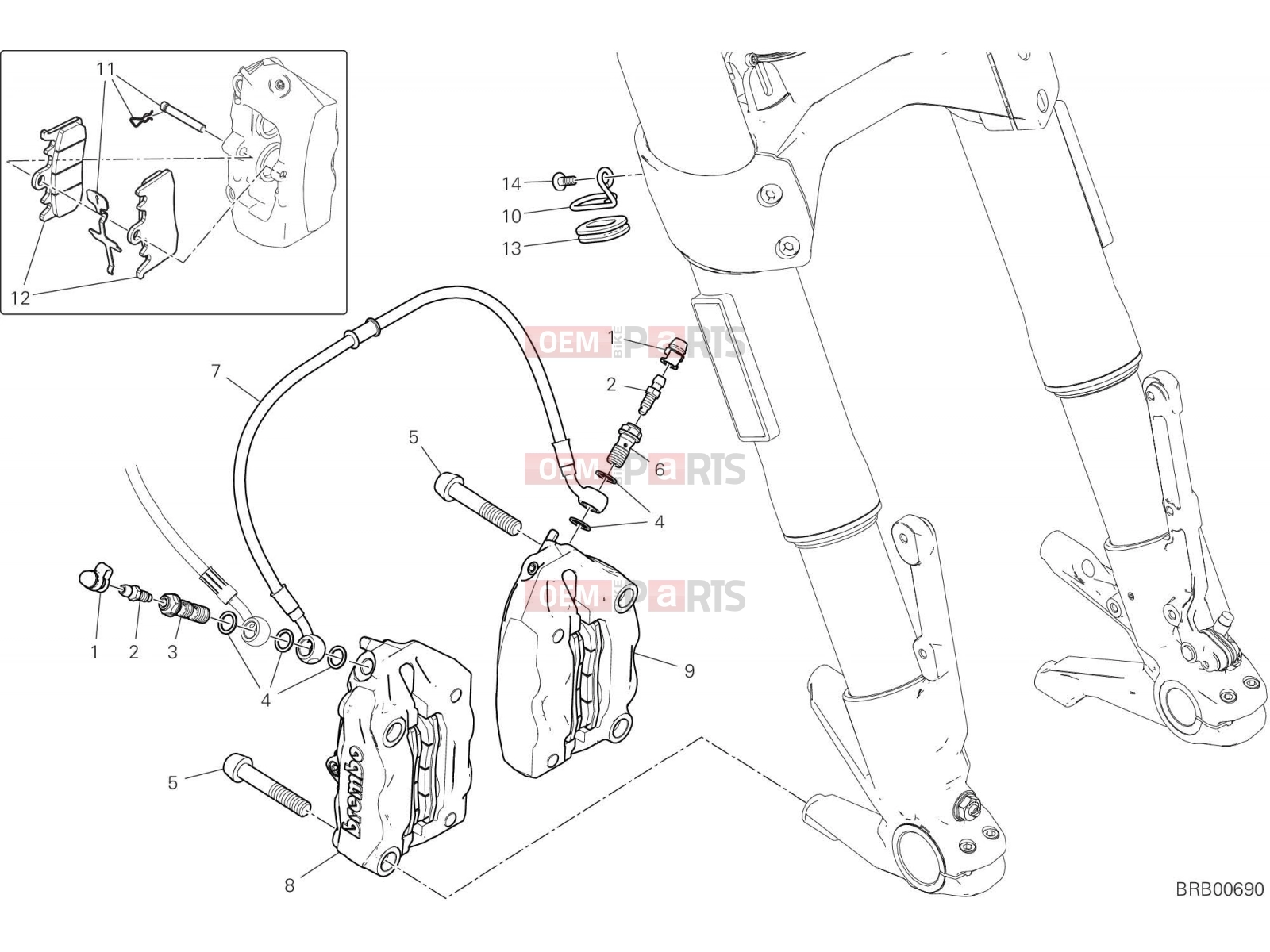 DUCATI 2019 Diavel FRONT BRAKE SYSTEM [MOD:DVL1260]