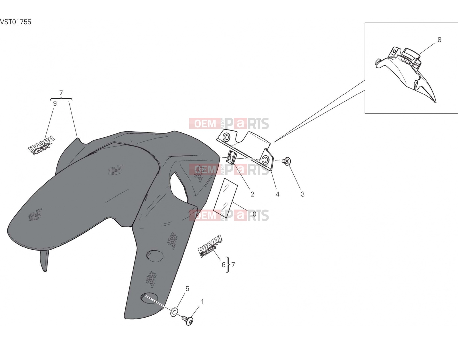DUCATI 2019 Multistrada 1260 Pikes Peak FRONT MUDGUARD [MOD:MS1260PP]