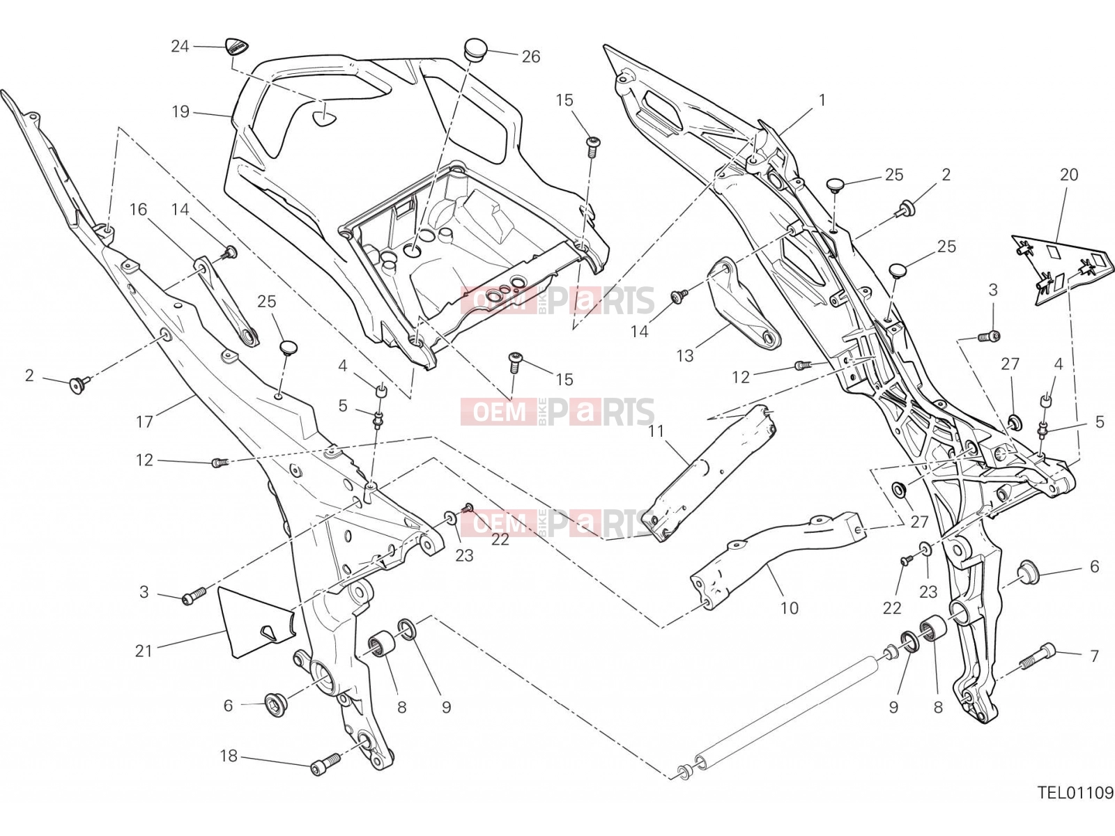 DUCATI 2019 Multistrada 1260 REAR FRAME COMP. [MOD:MS1260]
