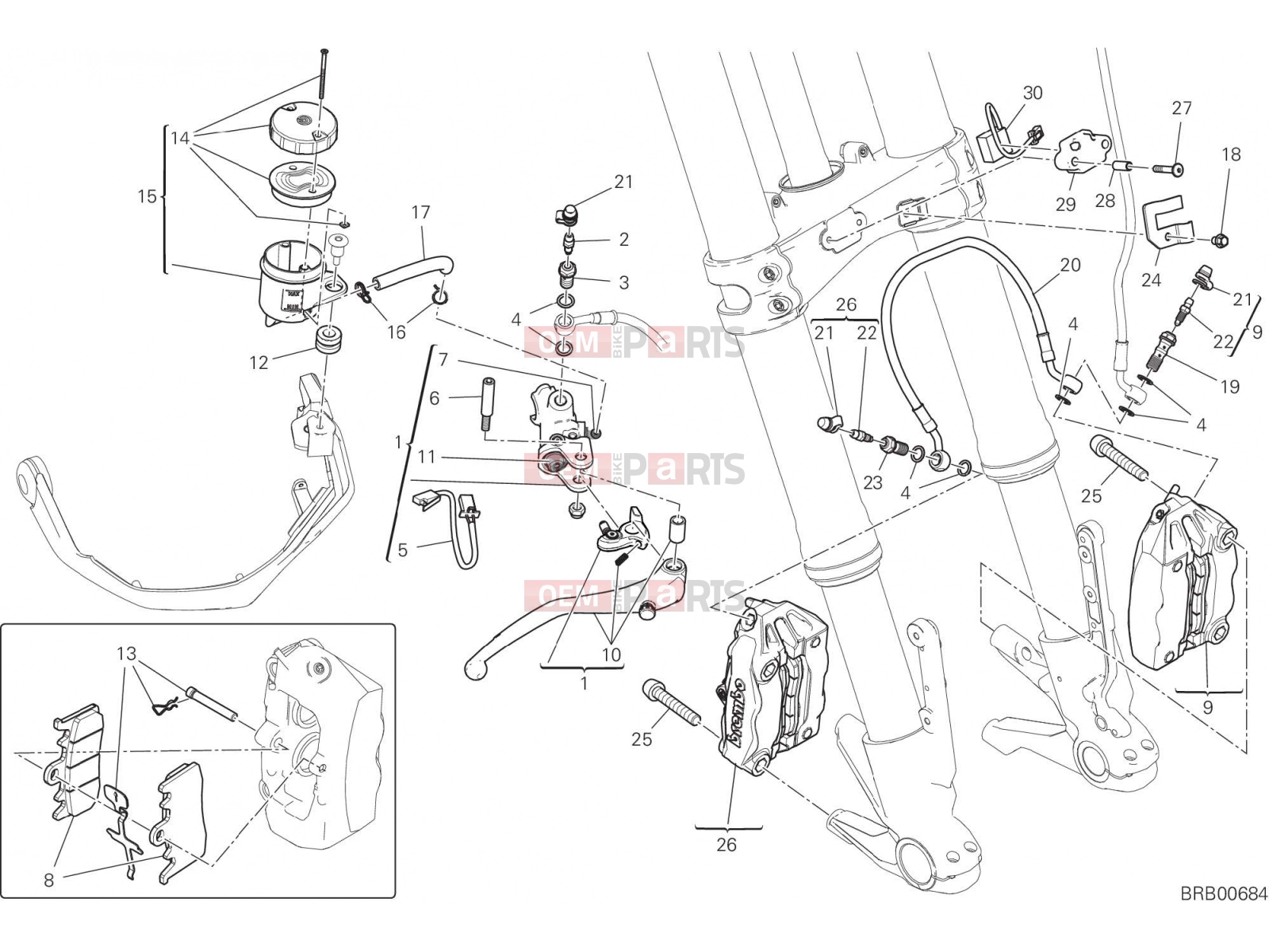 DUCATI 2019 Multistrada 1260 Enduro FRONT BRAKE SYSTEM [MOD:MS1260E]