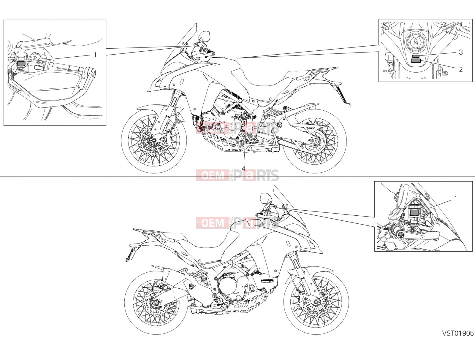 DUCATI 2019 Multistrada 1260 Enduro LABEL, WARNING [MOD:MS1260E;XST:JAP]