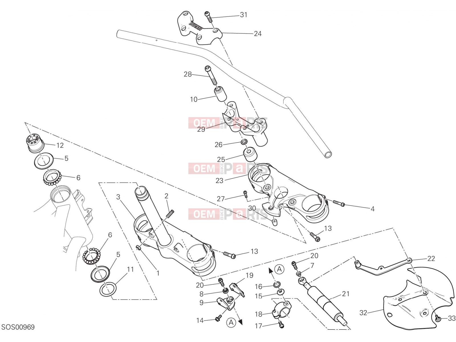 DUCATI 2019 Multistrada 1260 Enduro STEERING HEAD BASE ASSEMBLY [MOD:MS1260E]