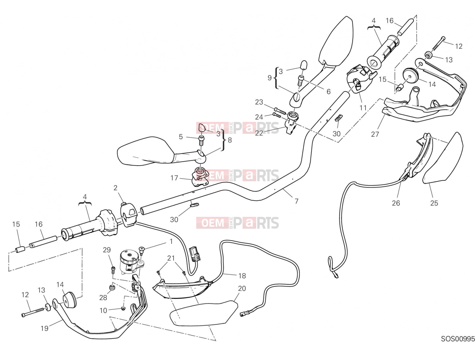 DUCATI 2019 Multistrada 950 S HANDLEBAR [MOD:MS950S]