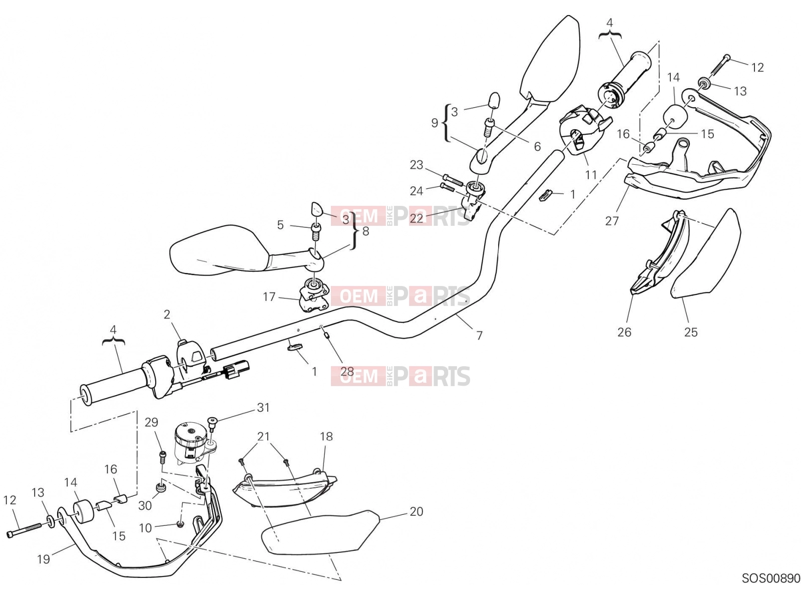 DUCATI 2020 Multistrada 1260 HANDLEBAR [MOD:MS1260]