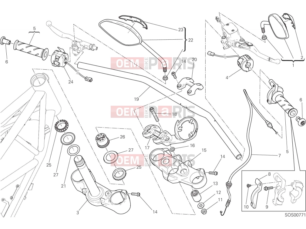 DUCATI 2017 Scrambler Full Throttle HANDLEBAR AND CONTROLS [MOD:SCR800FT]