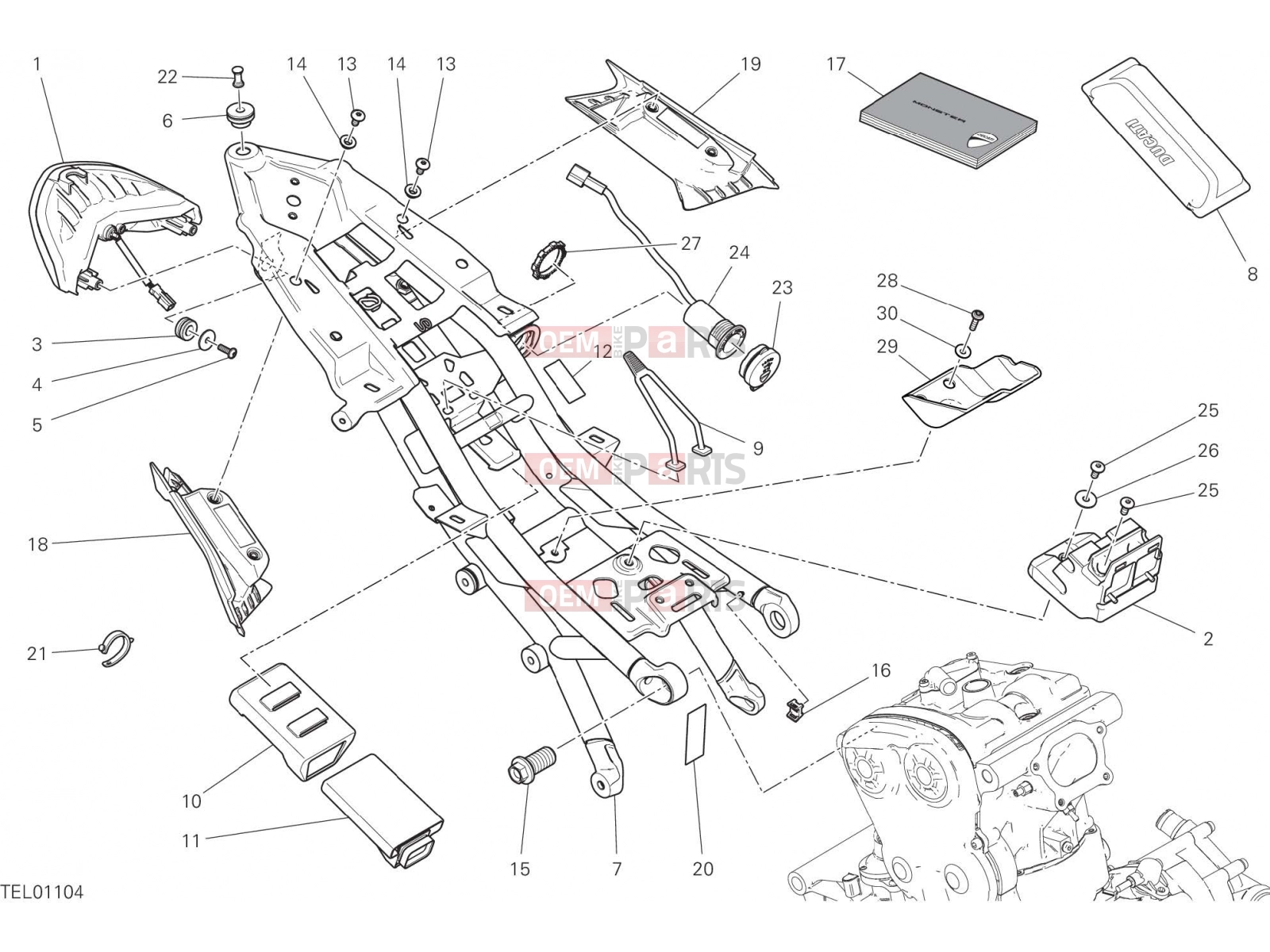 DUCATI 2021 Monster 821 REAR FRAME COMP. [MOD:M 821]