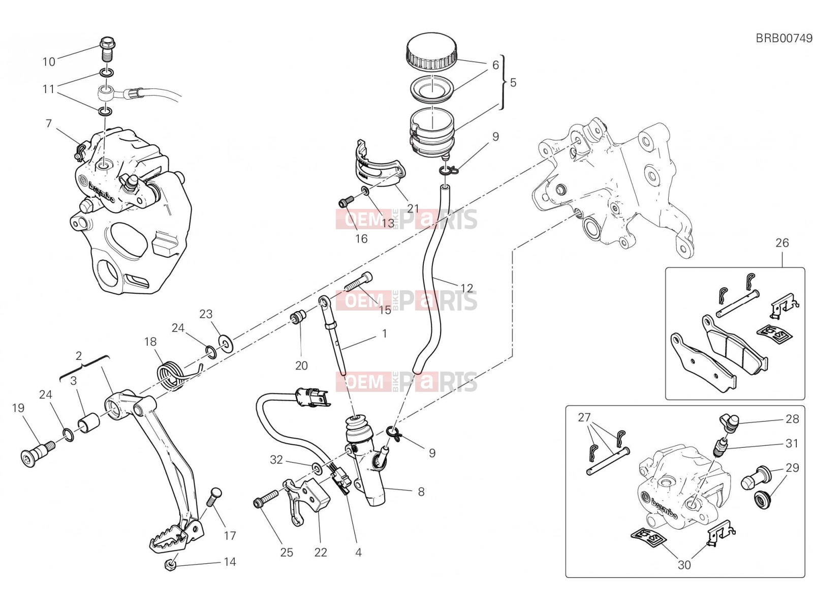 DUCATI 2021 Multistrada V4 REAR BRAKE SYSTEM [MOD:MSV4]