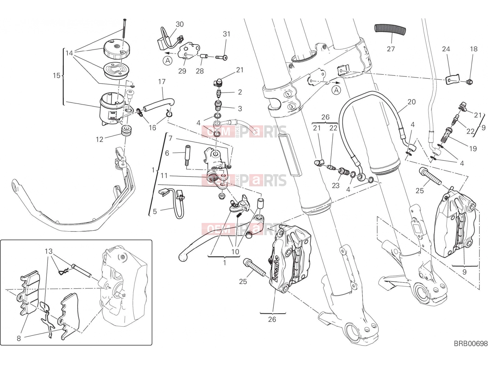 DUCATI 2021 Multistrada 950 S FRONT BRAKE SYSTEM [MOD:MS950S]