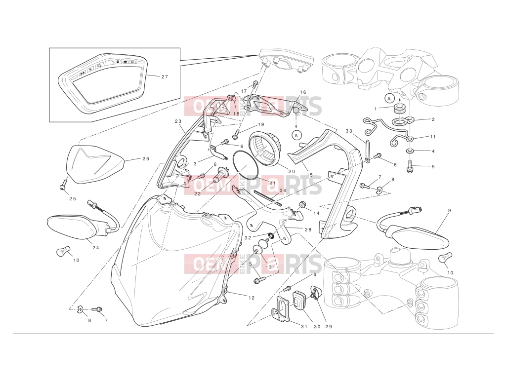 DUCATI 2012 Streetfighter 848 Headlight & instr. panel