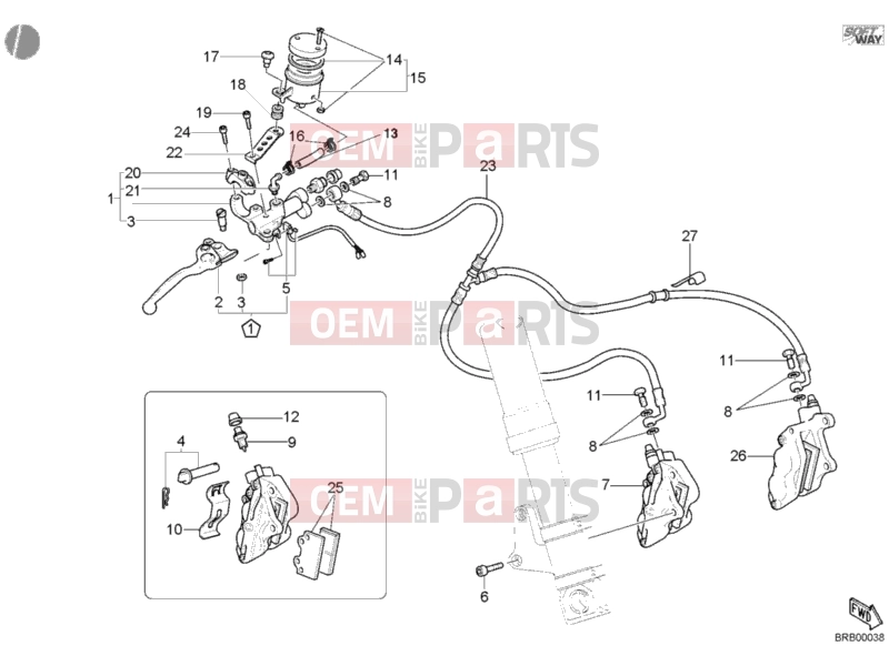 DUCATI 2004 Monster S4R FRONT BRAKE SYSTEM » BRAKING SYSTEM