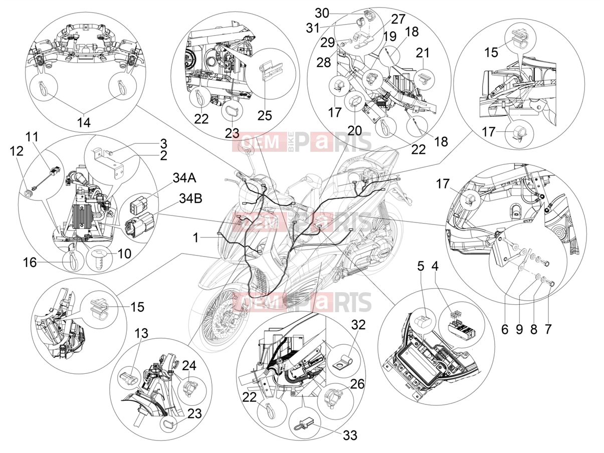 PIAGGIO Beverly 300 IE ABS Electrical system » Main cable harness