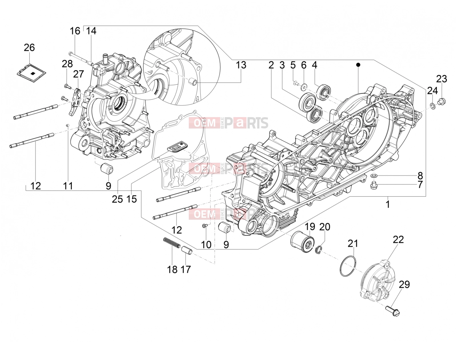 PIAGGIO BV 350 IE ABS (USA / CA) Engine » Crankcase