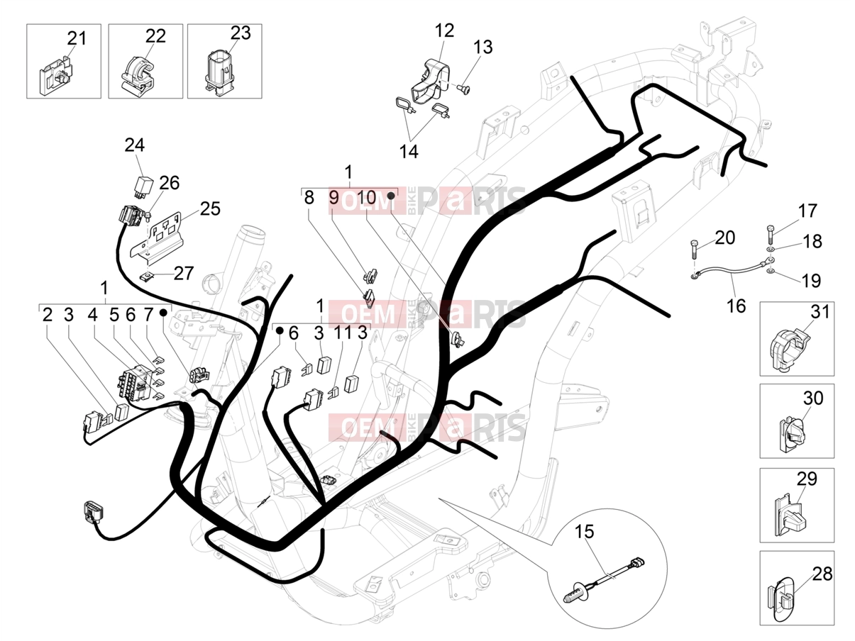 PIAGGIO Medley 125 ABS (APAC) Electrical system » Main cable harness