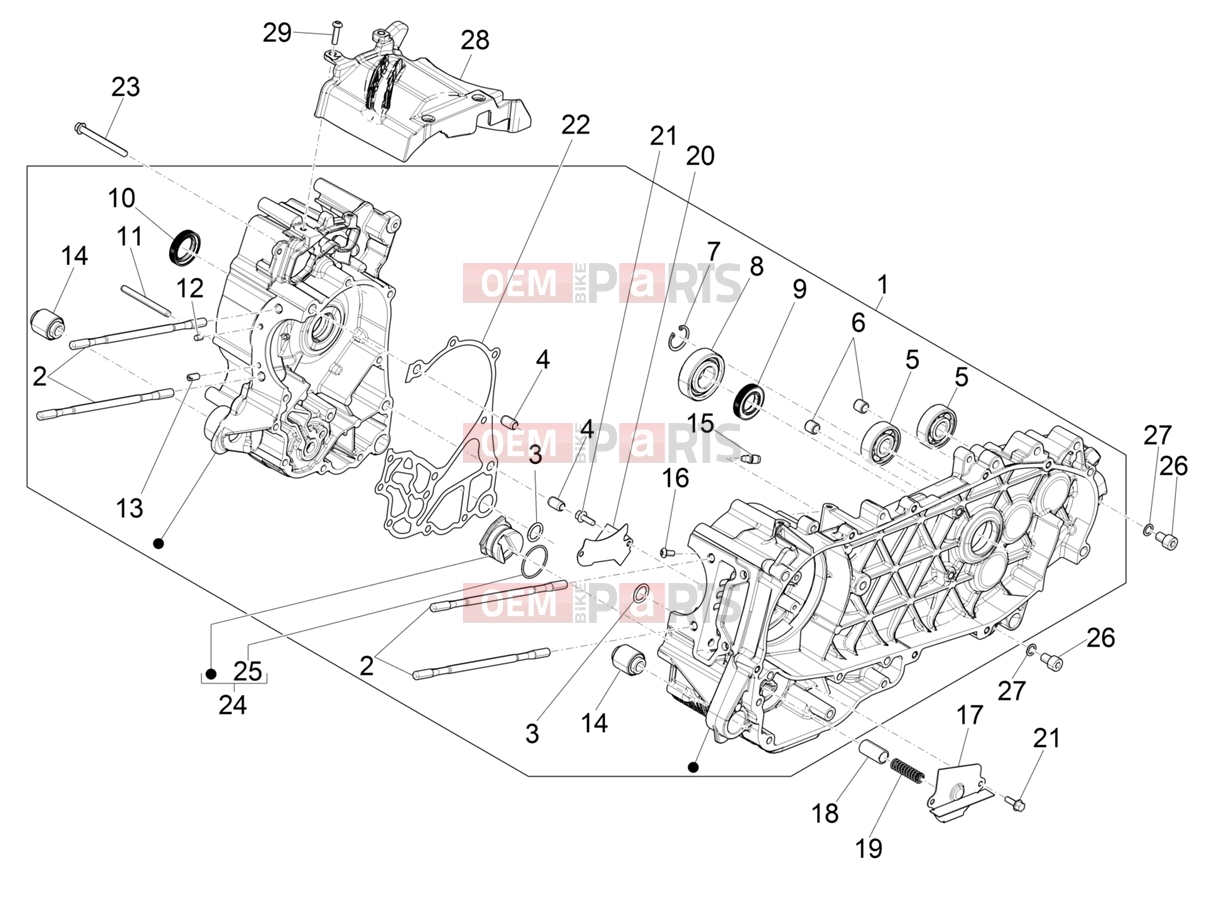 PIAGGIO Medley 150 ie ABS (E4) (RP8MB0200) Engine » Crankcase