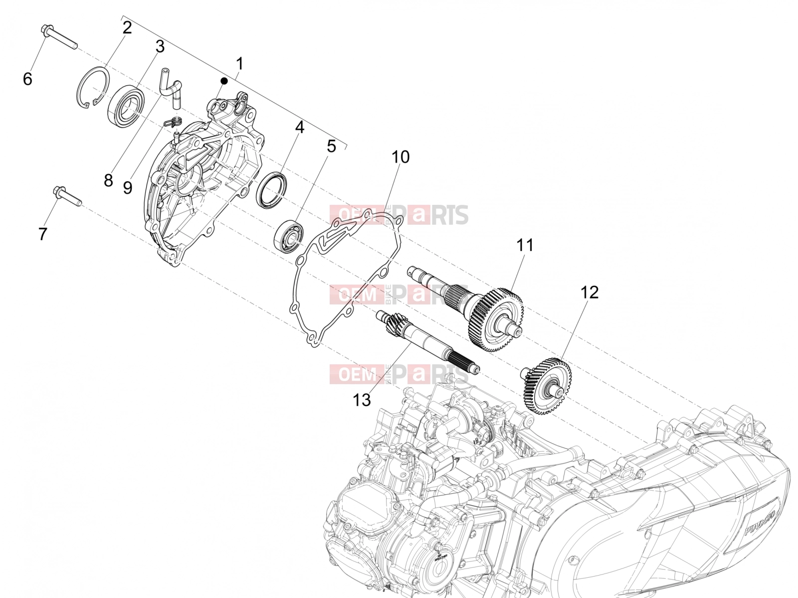 PIAGGIO Medley 150 ie ABS (E4) (RP8MB0200) Engine » Reduction unit