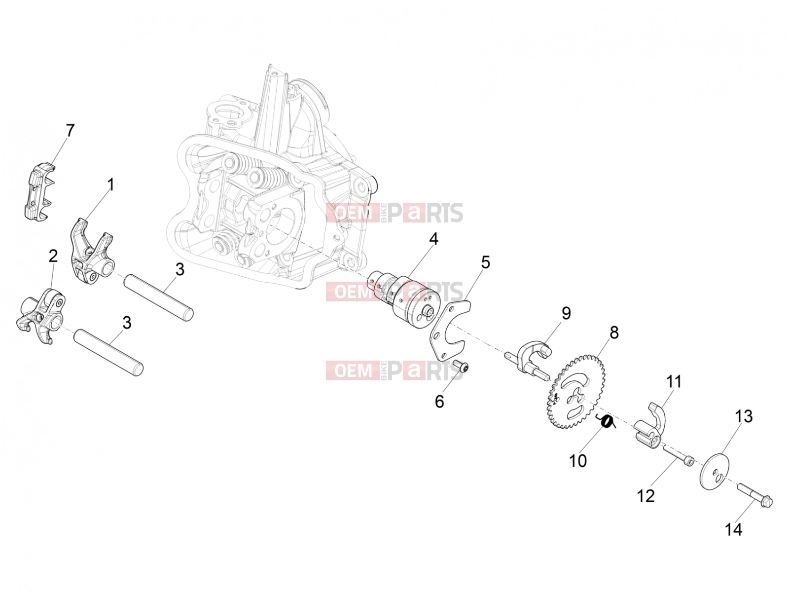 PIAGGIO MP3 350  Maxi Sport Engine » Rocking levers support unit