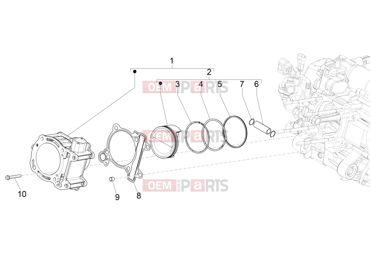PIAGGIO MP3 400 Engine » Cylinder-piston-wrist pin unit