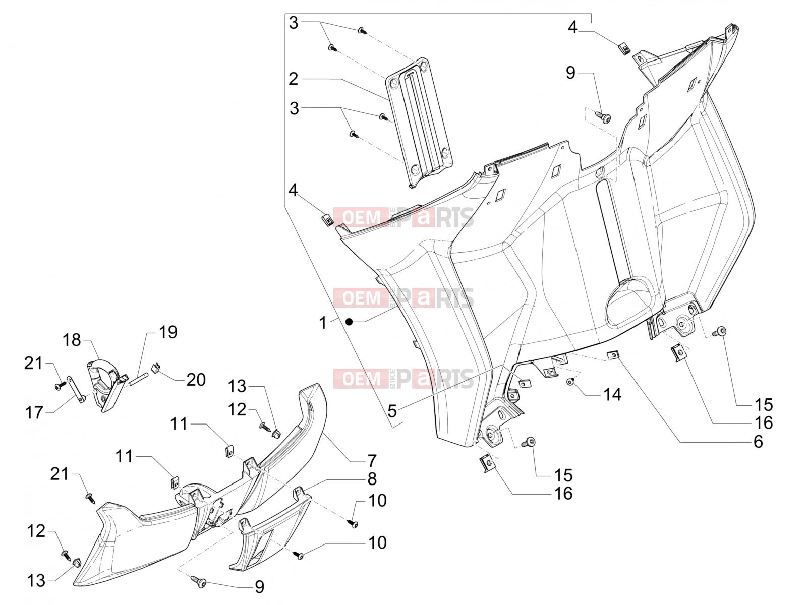 PIAGGIO MP3 400 Frame - Plastic parts - Coachwork » Front glove-box - Knee-guard panel