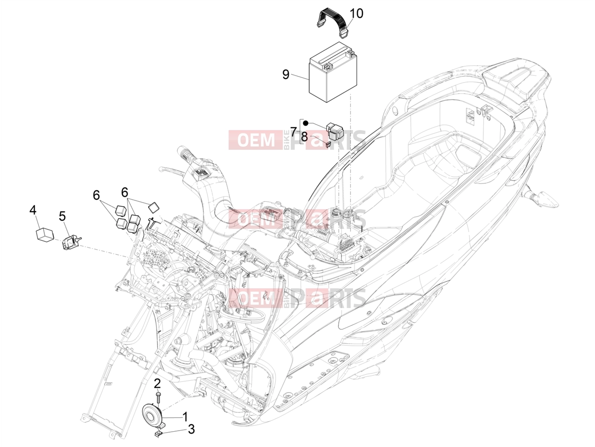 PIAGGIO MP3 400 Electrical system » Remote control switches - Battery - Horn