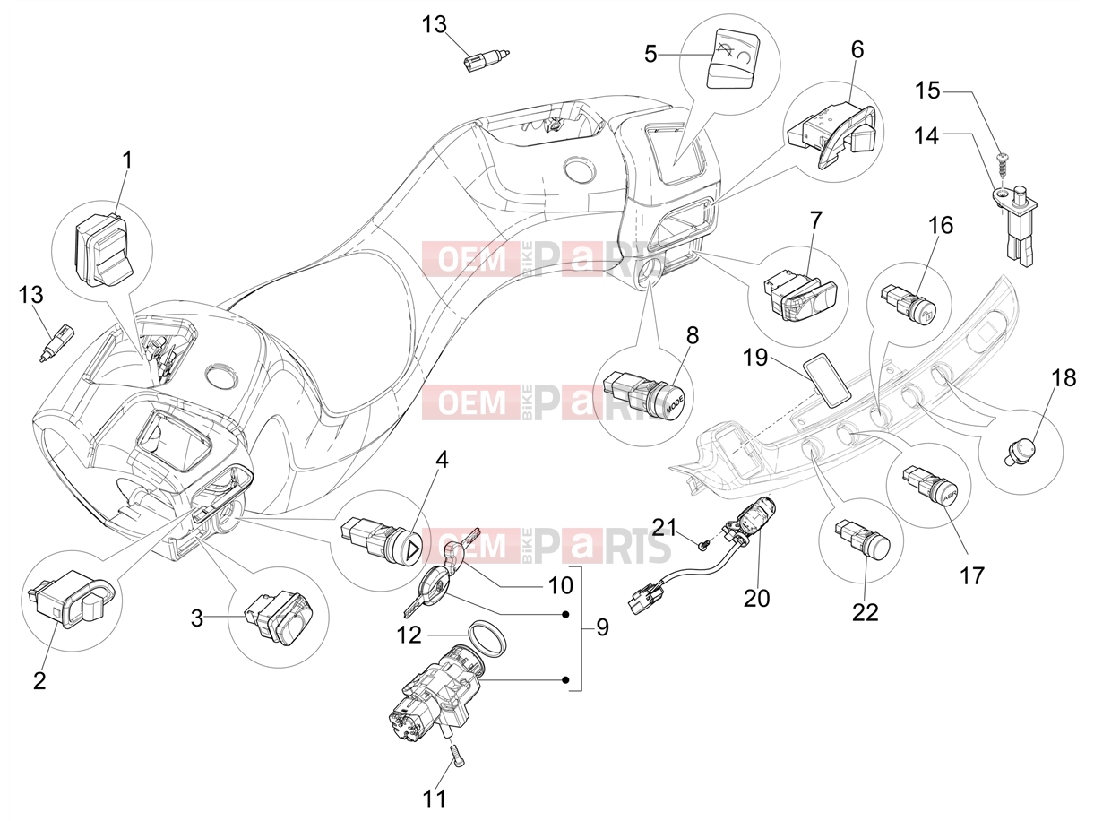 PIAGGIO MP3 400 Electrical system » Selectors - Switches - Buttons