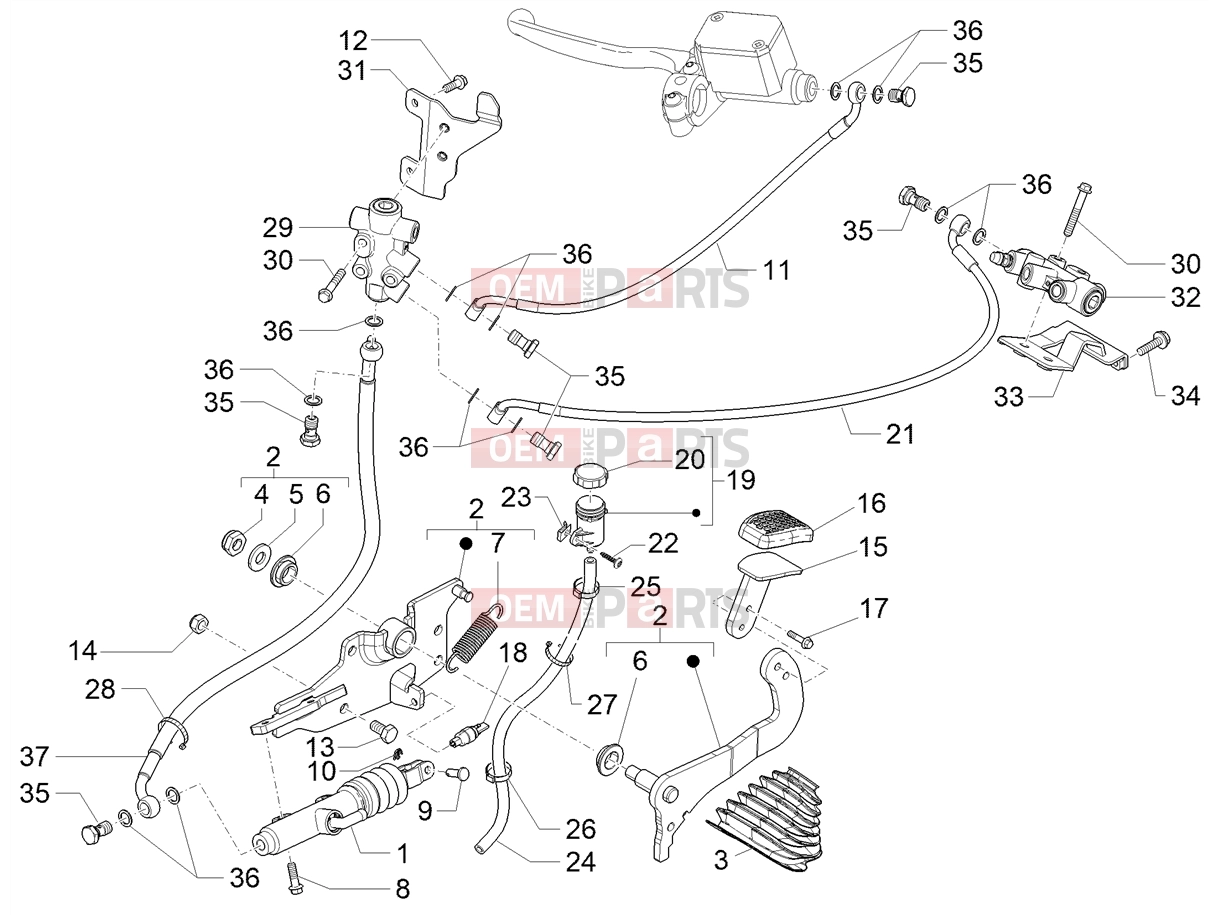 PIAGGIO MP3 400 Braking system - Transmissions » Control pedals - Levers