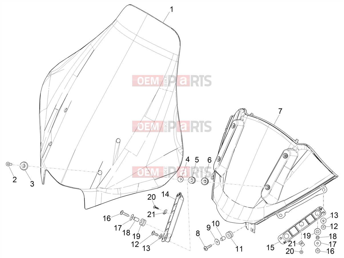 PIAGGIO MP3 400 Frame - Plastic parts - Coachwork » Windshield - Glass