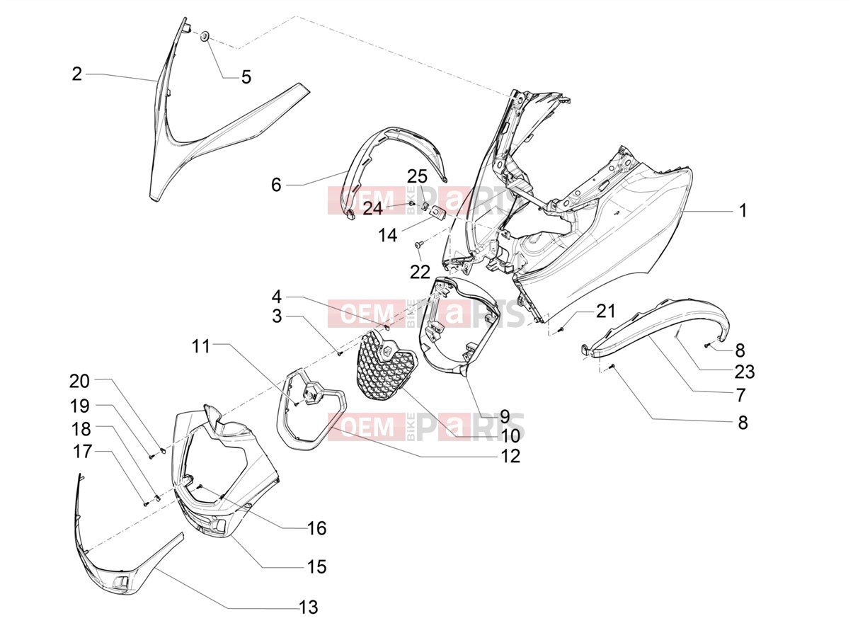 PIAGGIO MP3 500 MAXI Sport ABS Frame - Plastic parts - Coachwork » Front shield