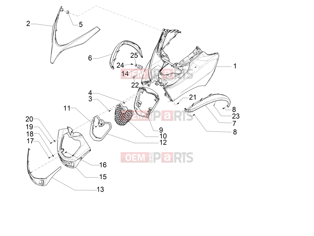 PIAGGIO MP3 500 Sport Advanced Frame - Plastic parts - Coachwork » Front shield