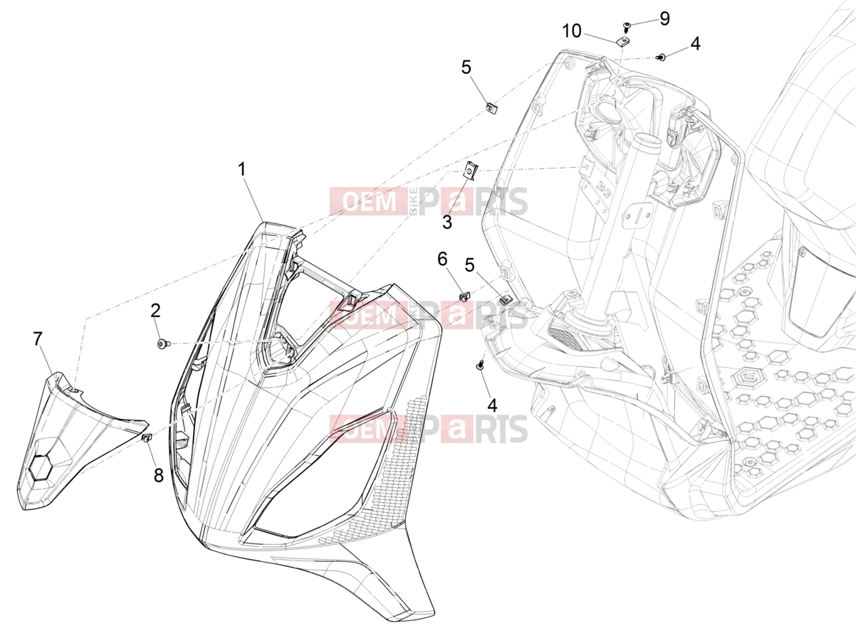 PIAGGIO Piaggio 1 Motorcycle Frame - Plastic parts - Coachwork » Front shield