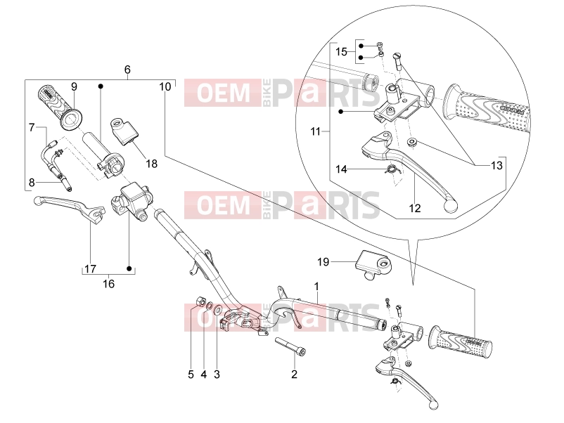PIAGGIO Typhoon 125 4T 2V Handlebars/Steering » Handlebars - Master cil.
