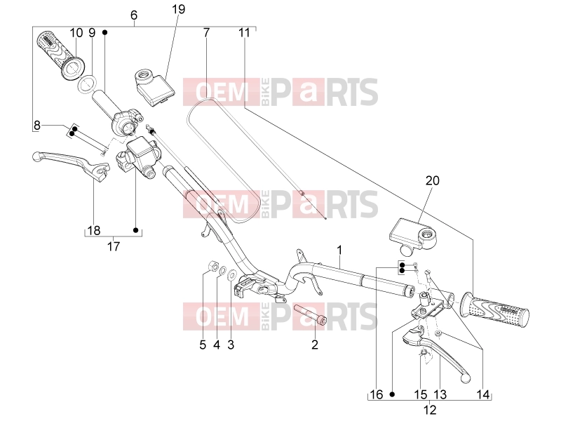 PIAGGIO Typhoon 50 4T 4V (USA / CA) Handlebars/Steering » Handlebars - Master cil.