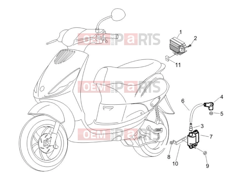 PIAGGIO Zip 100 4T (APAC) Electrical system » Voltage Regulators - Electronic Control Units (ecu) - H.T. Coil