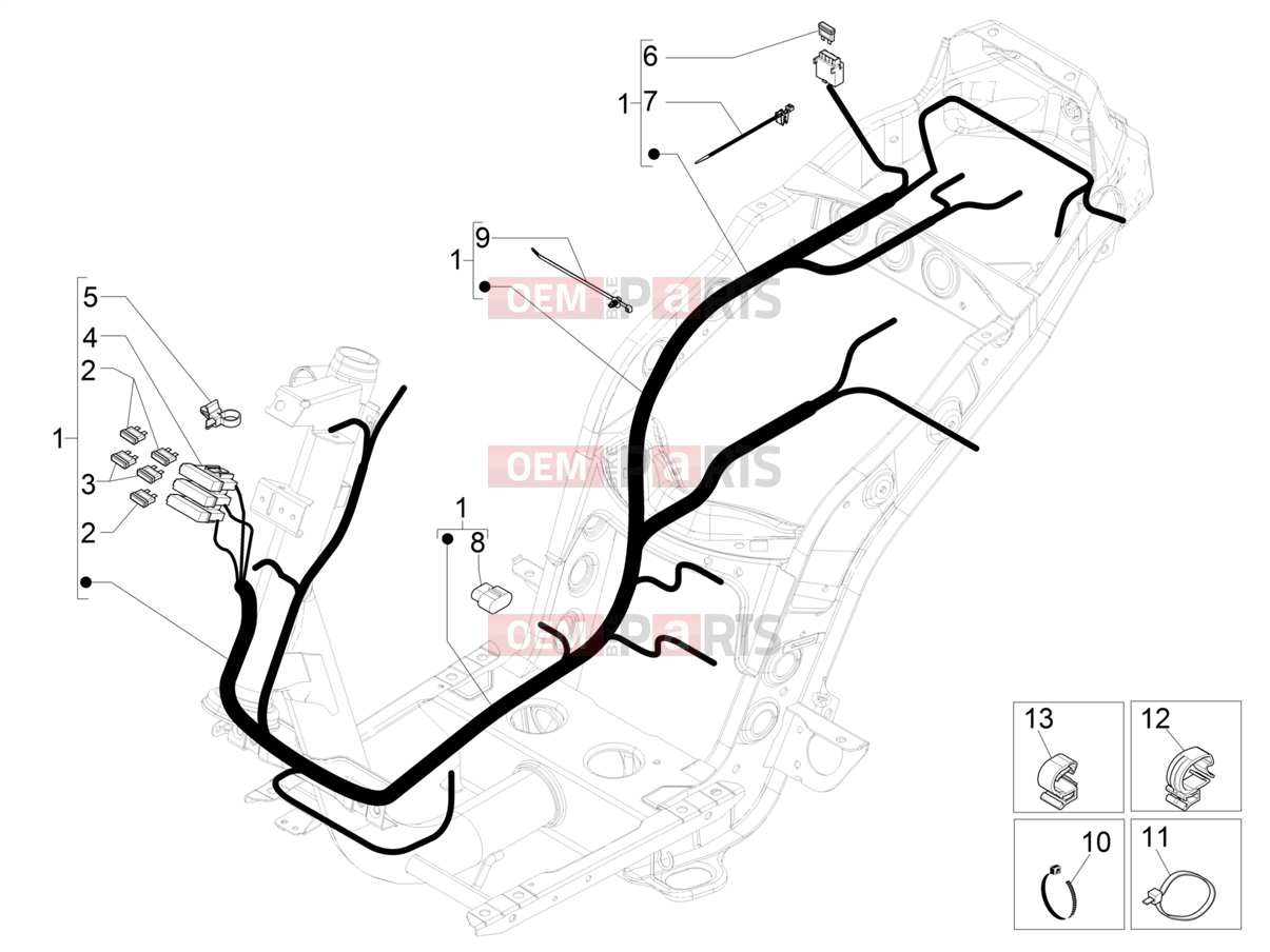 PIAGGIO Zip 50 4T 25 Km/h Electrical system » Main cable harness