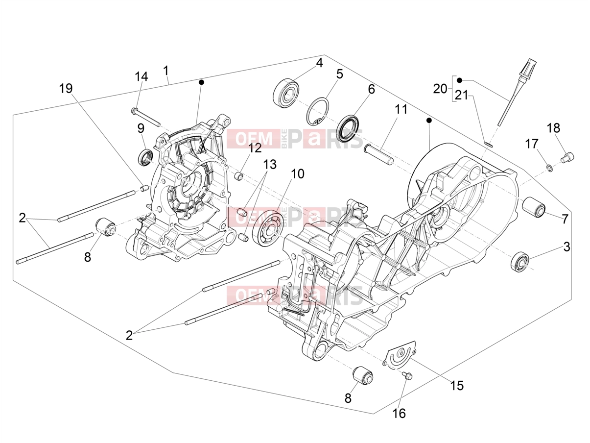 PIAGGIO Zip 50 4T 25 Km/h Engine » Crankcase