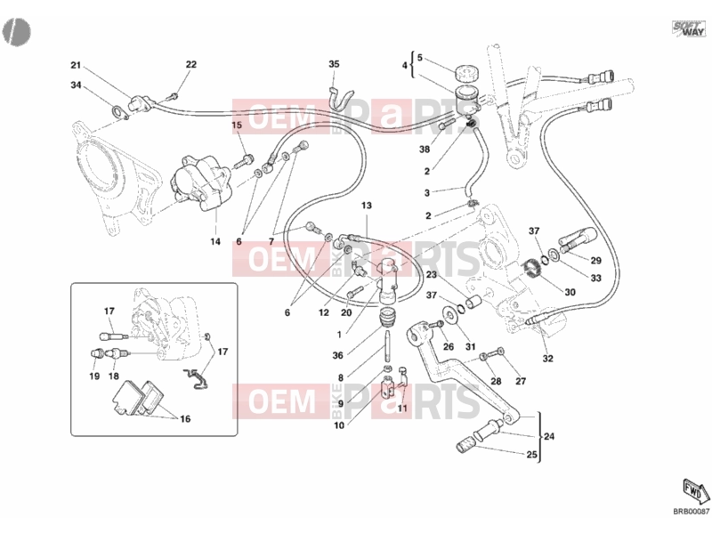 DUCATI 2003 Multistrada 1000 REAR BRAKE SYSTEM » BRAKING SYSTEM