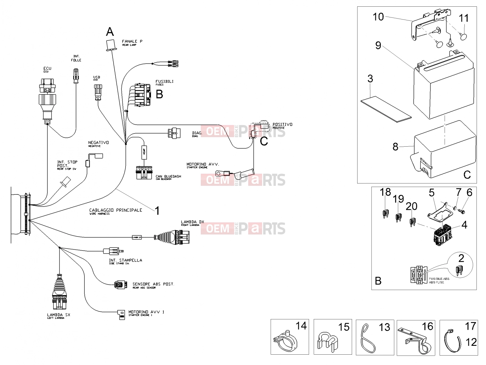 MOTOGUZZI V7 III Rough 750 Electrical systems » Rear electrical system