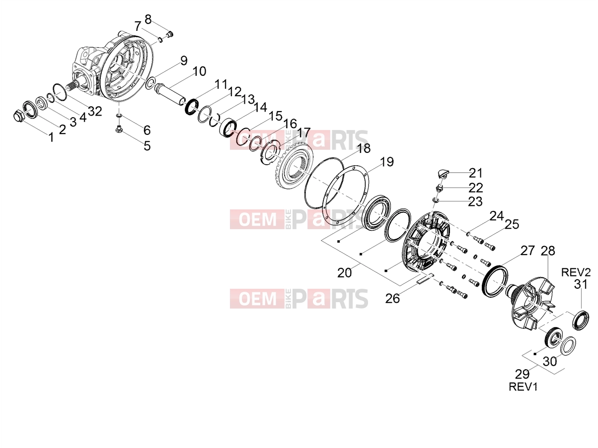 MOTOGUZZI V85 TT Engine » Rear transmission / Components