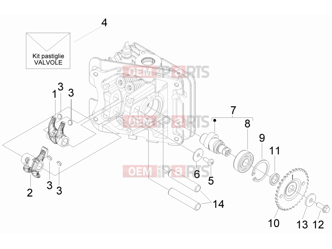 PIAGGIO Typhoon 50 4T 4V (USA / CA) Engine » Rocking levers support unit