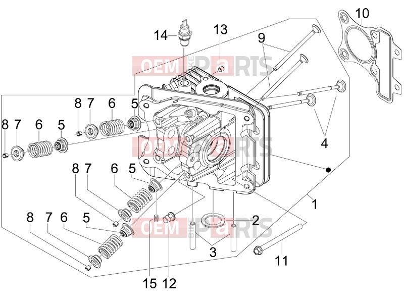 PIAGGIO Typhoon 50 4T 4V (USA / CA) Engine » Head unit - Valve