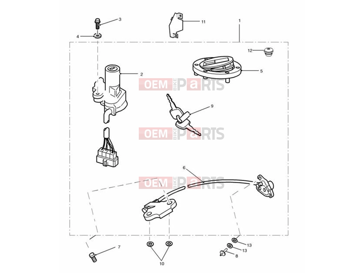 Triumph 2000 SPEED TRIPLE 885cc\955cc (EFI) > 141871 Ignition Switch & Lock Set