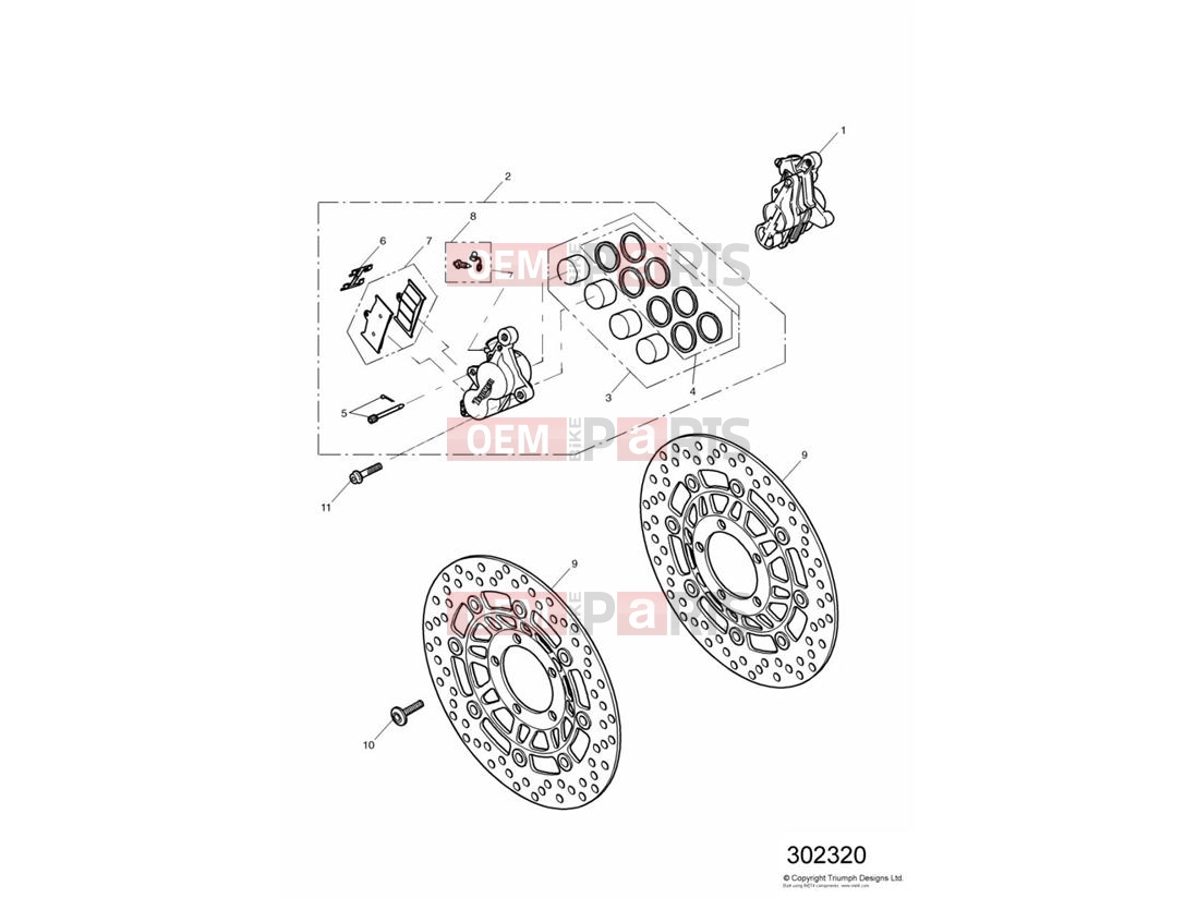 Triumph 2002 SPEED FOUR Front Brake Caliper & Discs
