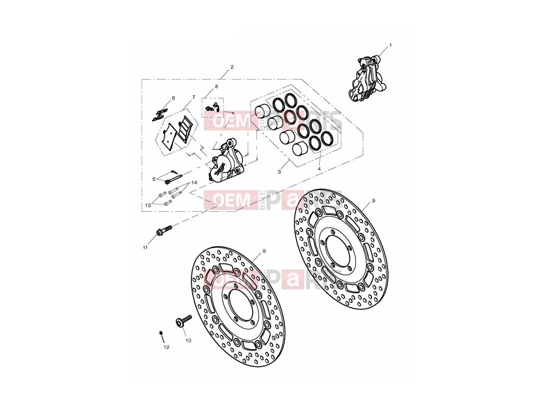 Triumph 2009 ROCKET III TOURING Front Brake Caliper & Discs