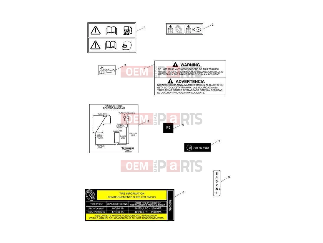Triumph 2012 SPEEDMASTER EFI Warning Labels