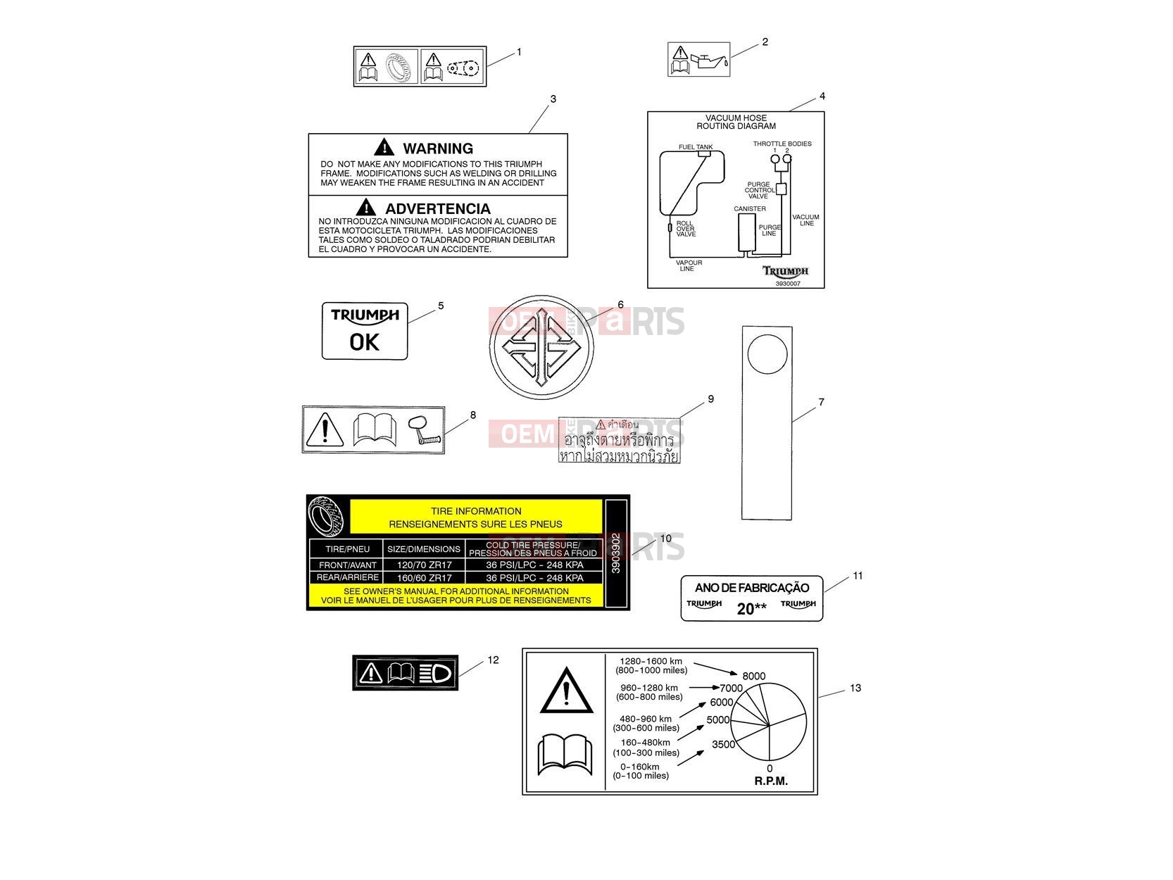 Triumph 2019 SPEED TWIN Warning Labels
