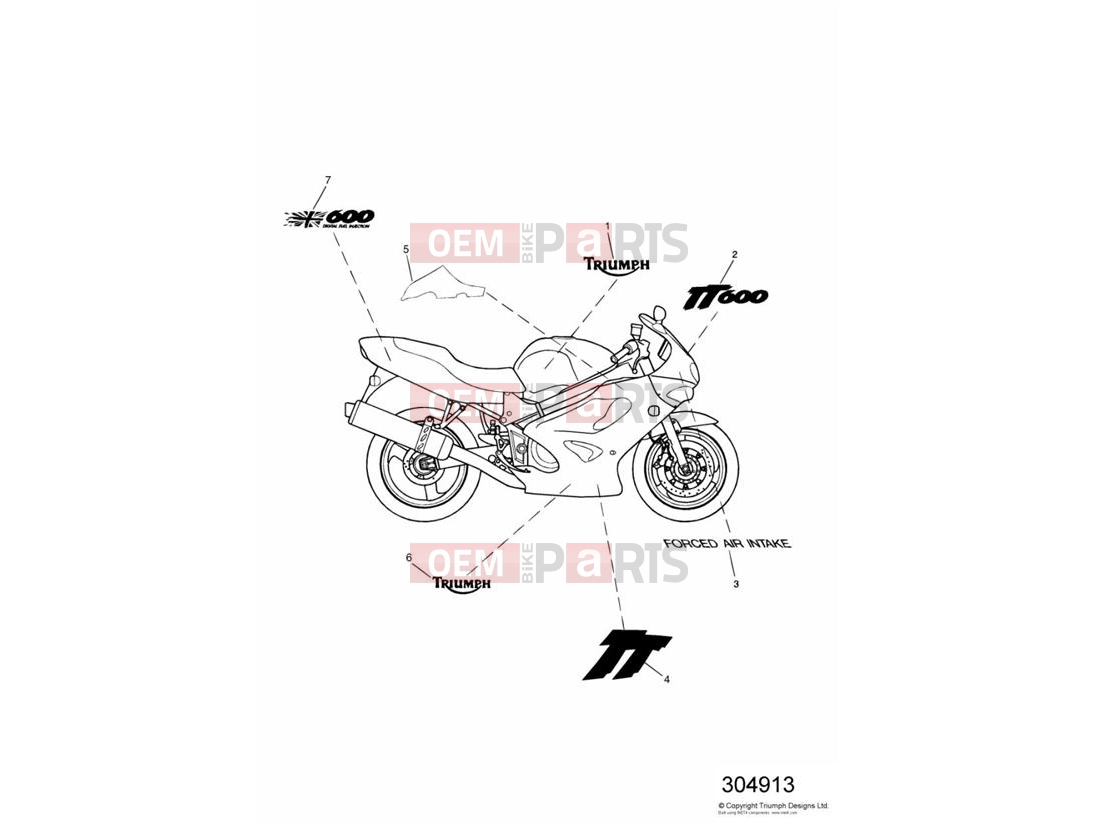Triumph 2002 TT600 Decals » 111989