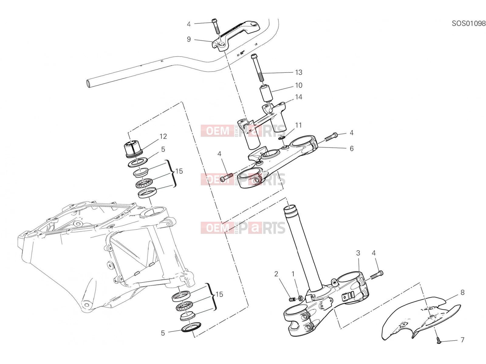 DUCATI 2022 Multistrada V4 STEERING HEAD BASE ASSEMBLY