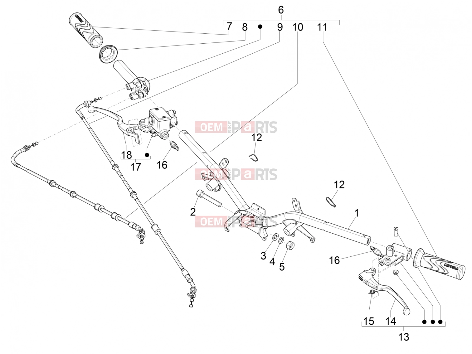 PIAGGIO Liberty 150 E5 Handlebars/Steering » Handlebars - Master cil.