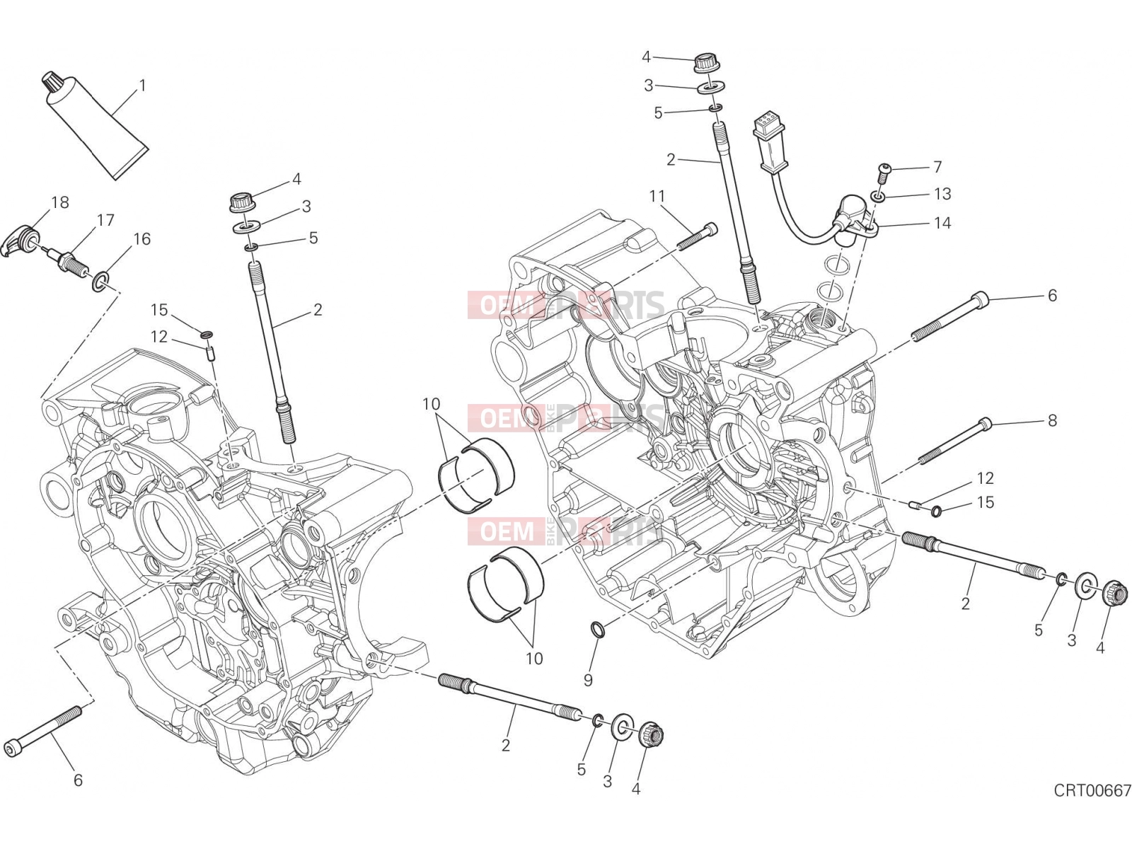 DUCATI 2015 Hyperstrada HALF-CRANKCASES PAIR [MOD:HYP STR;XST:AUS,EUR,FRA,JAP,TWN]