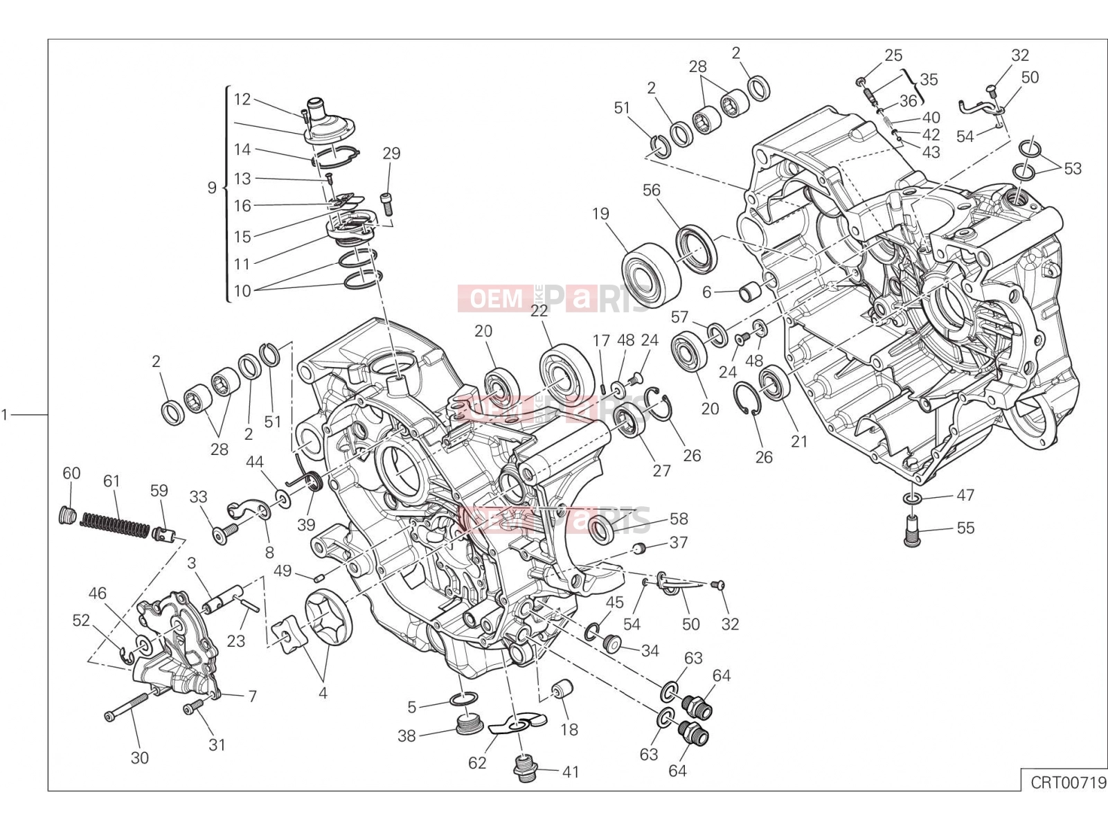 DUCATI 2016 Hyperstrada 939 HALF-CRANKCASES PAIR [MOD:HY939STR]